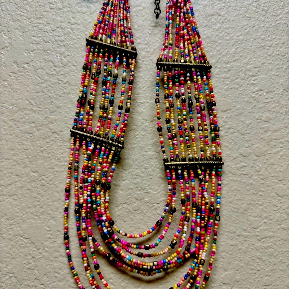 Talbots brass like beets, multicolor, multilayered beets necklace